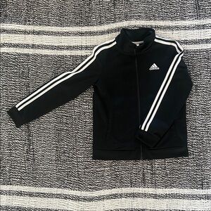 adidas Black Jacket with White Stripes Kids Track Jacket